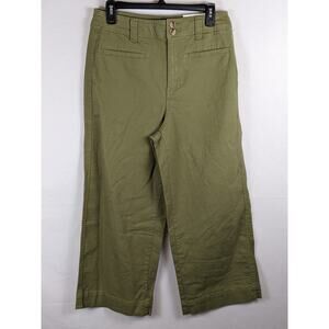 A New Day Cropped Wide Leg Pants High-Rise Olive Green 8 Capris Career Stretch